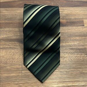 Van Heusen Dark Green and Gold Striped Tie